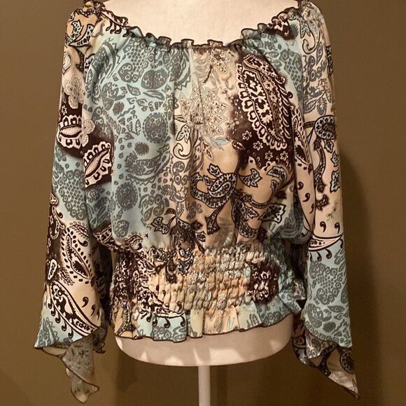 Cato Bell Sleeve Paisley Top Size XL long Sleeve - Picture 2 of 11